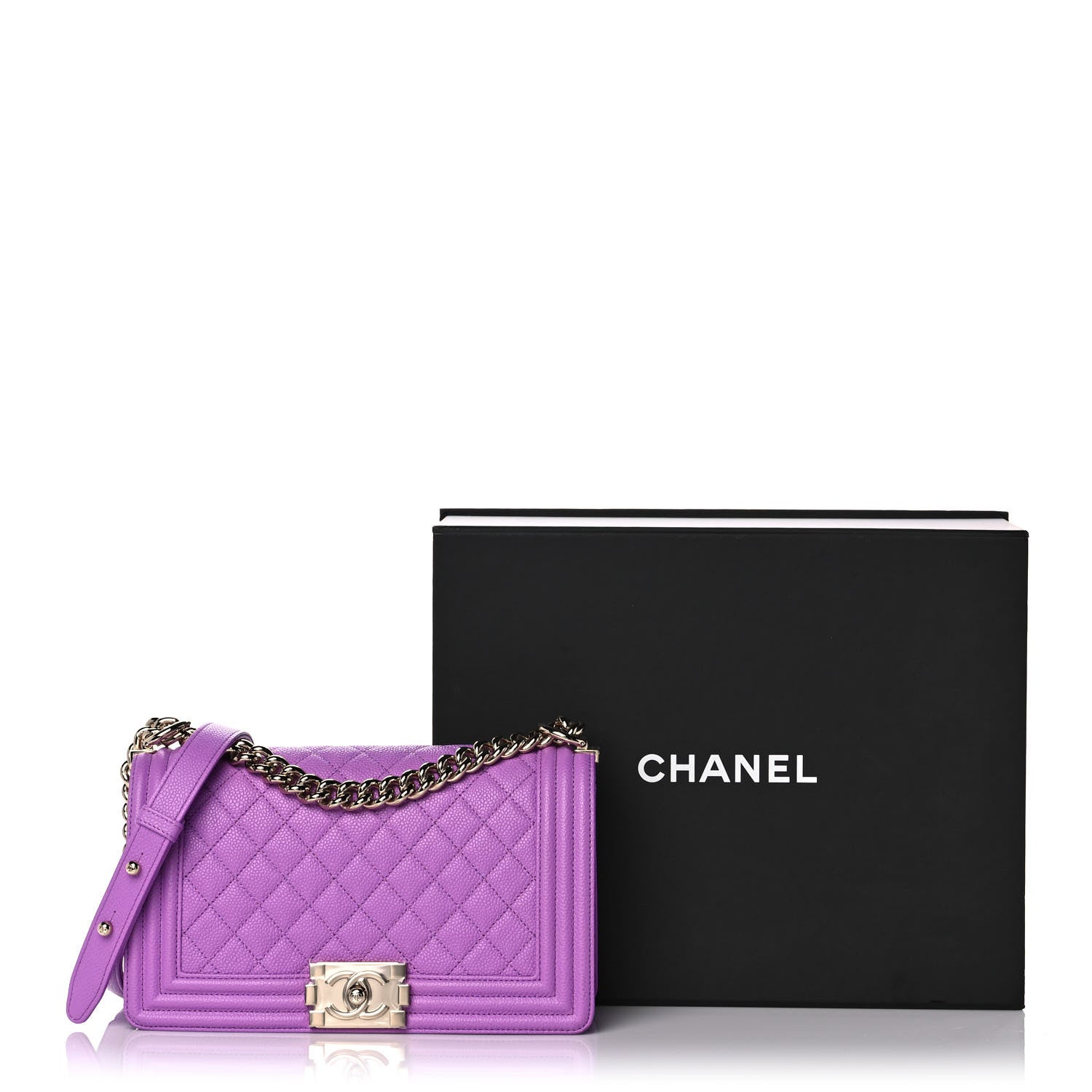 Chanel Caviar Quilted Medium Boy Flap Purple 12 of 12