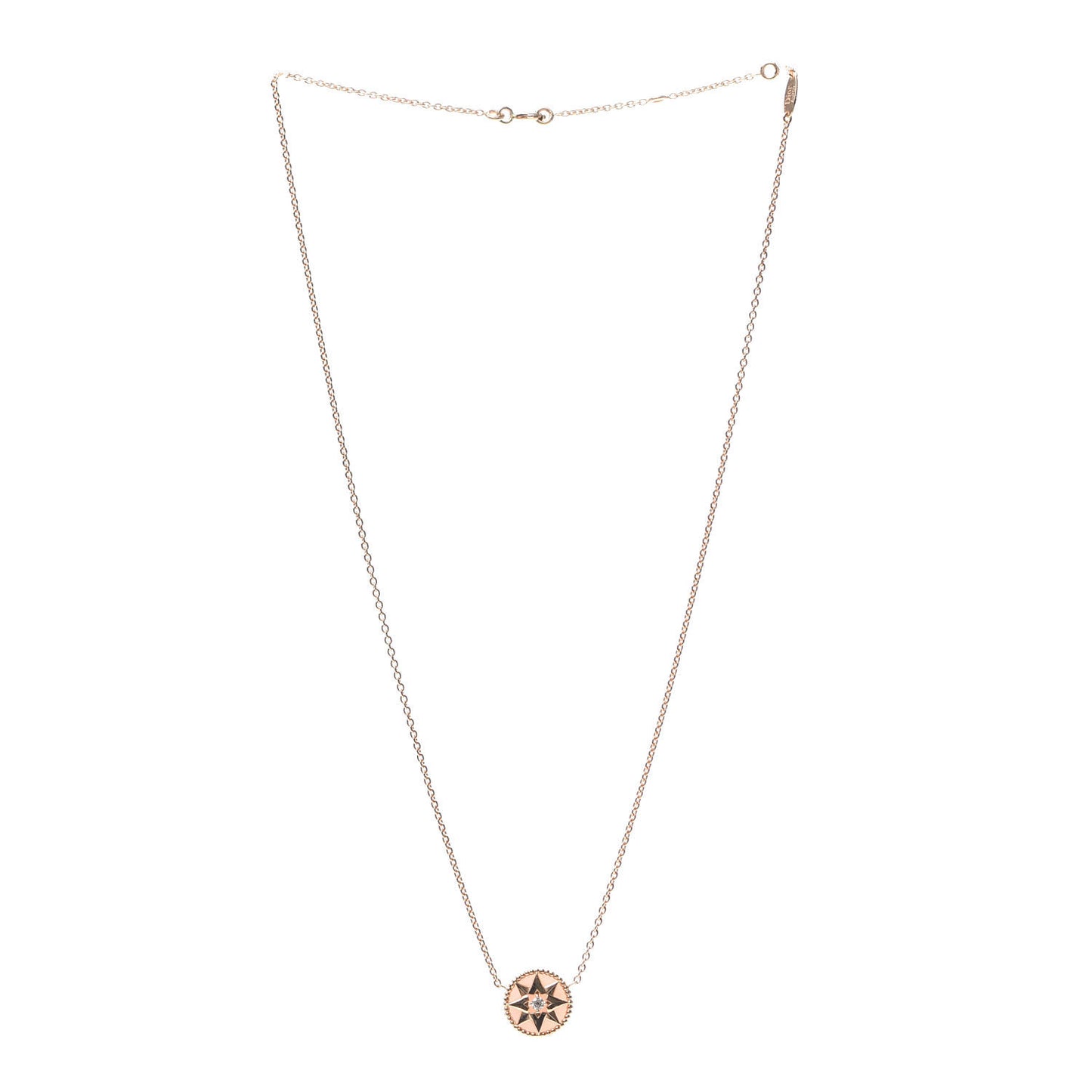 18K Rose Gold Diamond Pink Opal Rose Des Vents Necklace