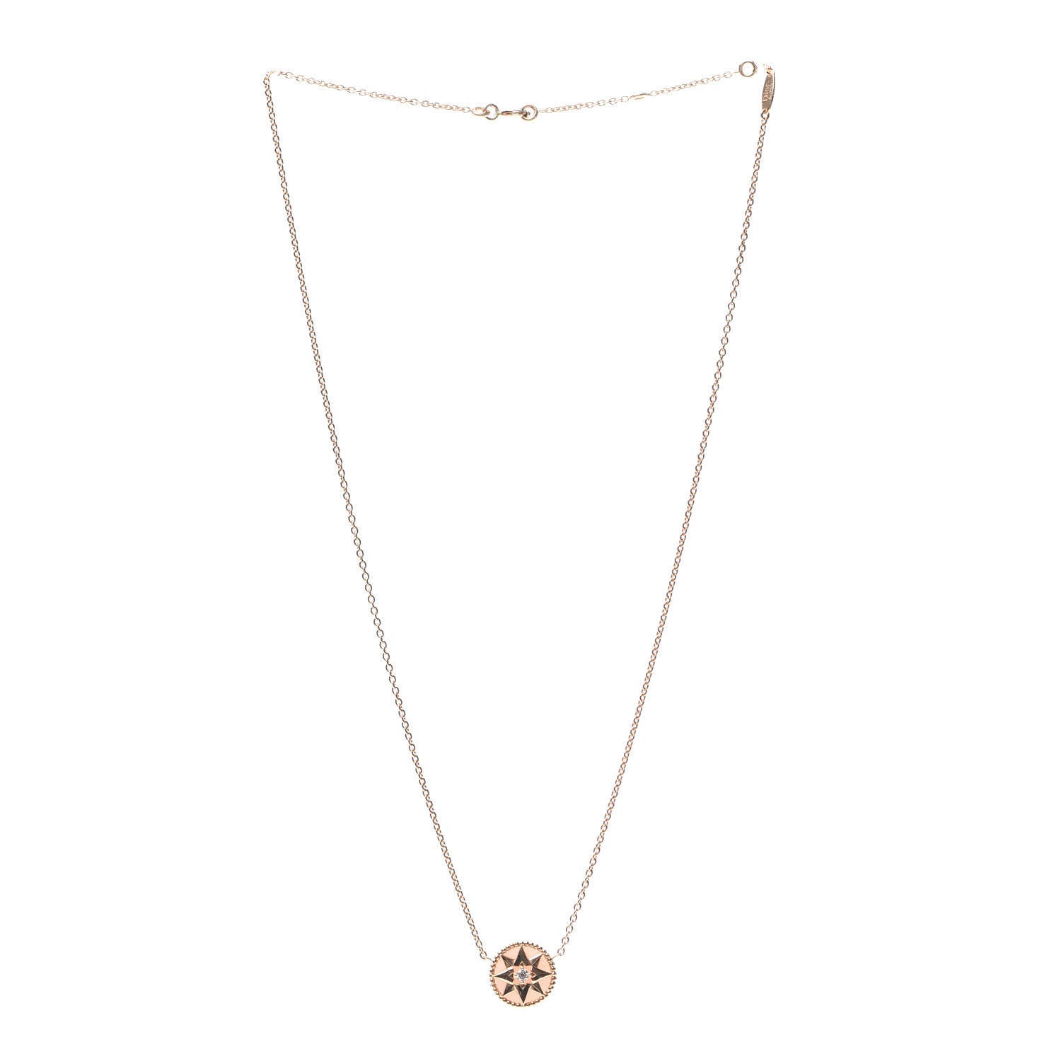 Christian Dior 18K Rose Gold Diamond Pink Opal Rose Des Vents Necklace 3 of 8