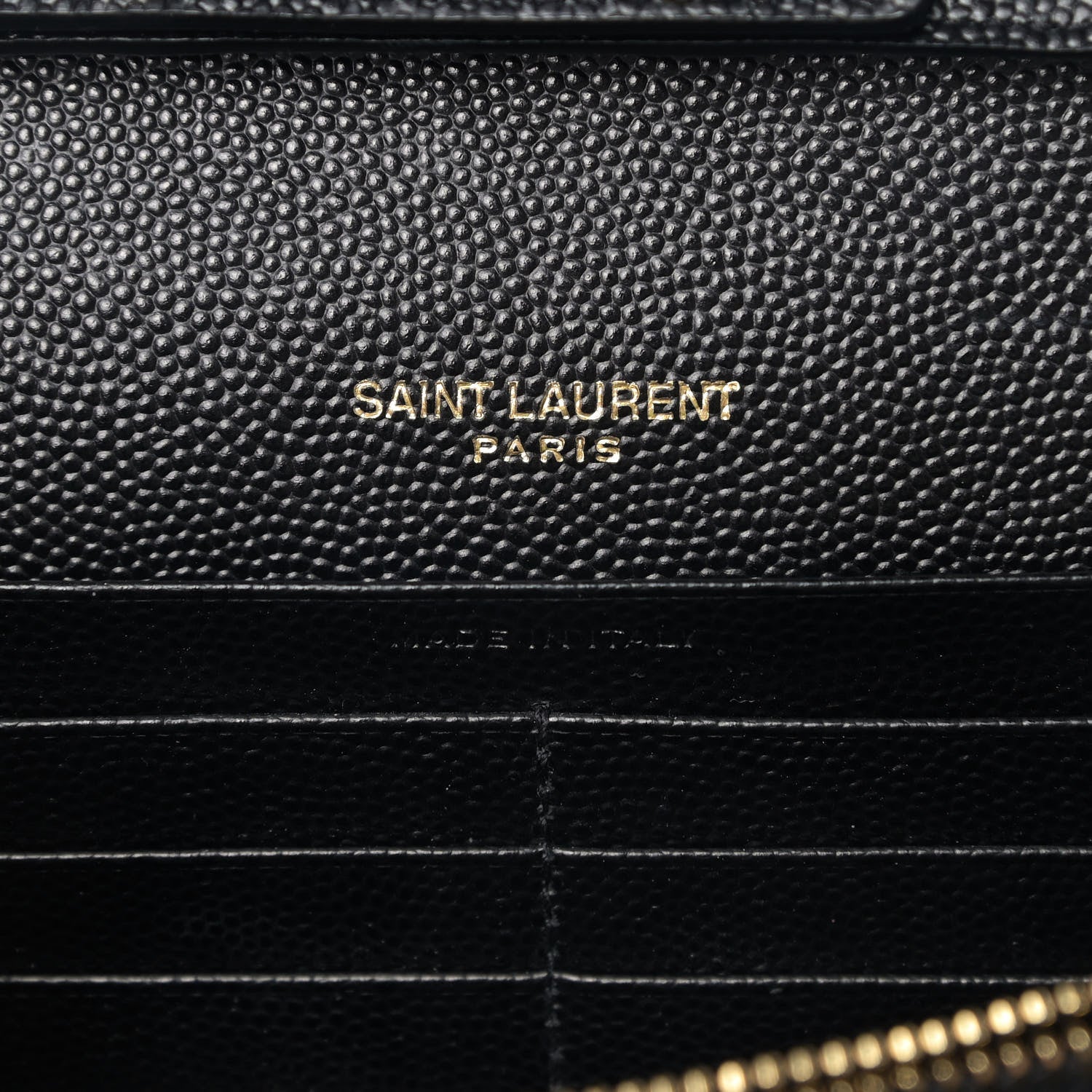 Saint Laurent Grain De Poudre Mixed Matelasse Triquilt Monogram Chain Wallet Black 6 of 10