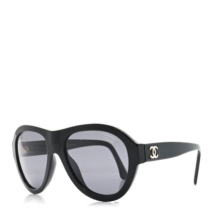 Chanel Acetate Strass Pilot Sunglasses 5467-B Black 1 of 7