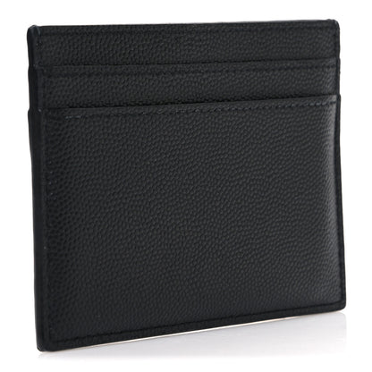 Saint Laurent Grain De Poudre Matelasse Chevron Monochrome Monogram Credit Card Case Black 3 of 7