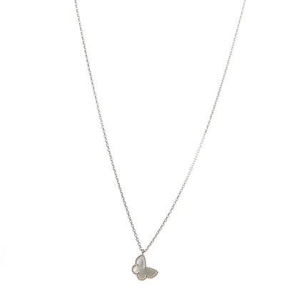 Van Cleef & Arpels 18K Yellow Gold Mother of Pearl Sweet Alhambra Butterfly Pendant Necklace 1 of 7