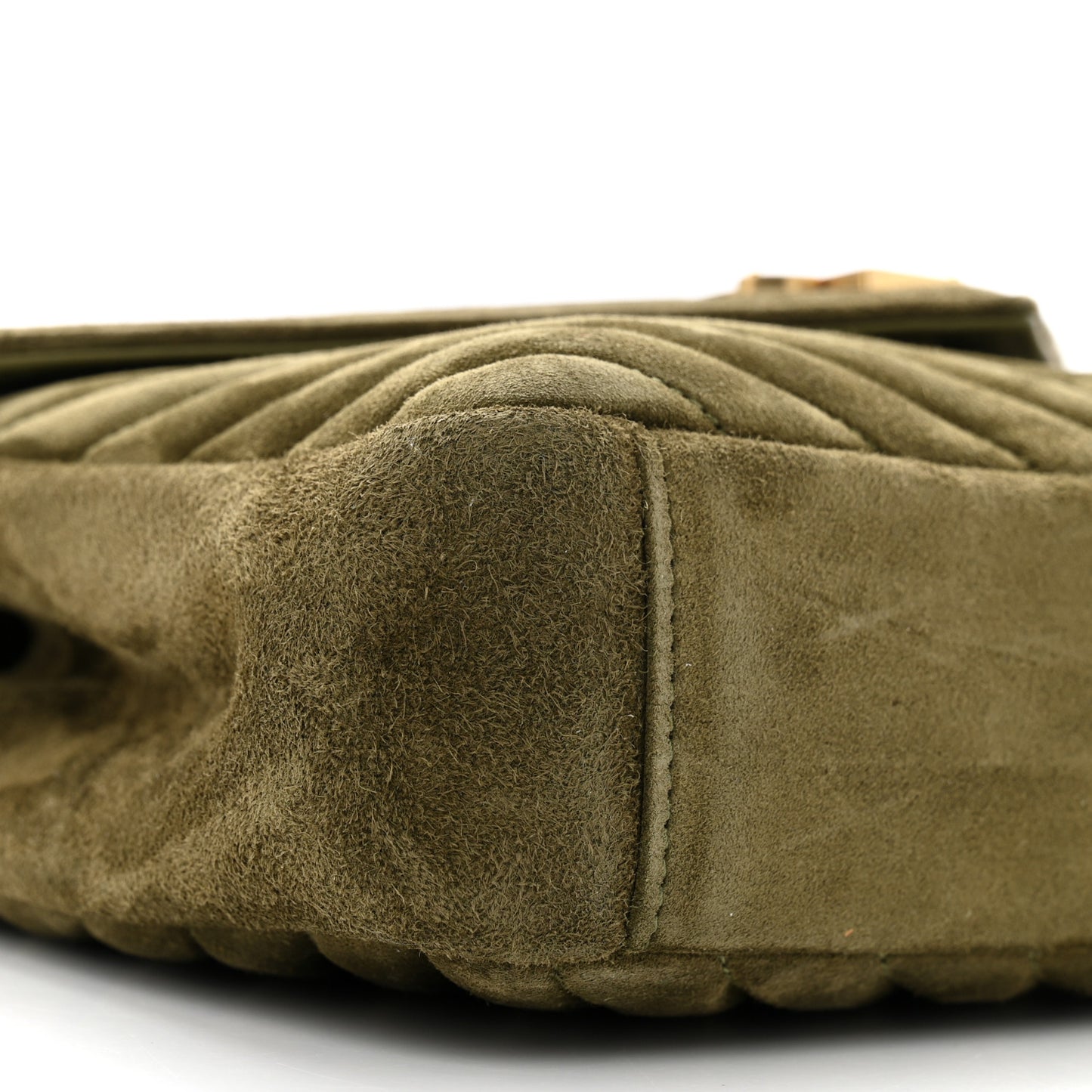 Suede Matelasse Chevron Monogram Medium College Bag Loden Green