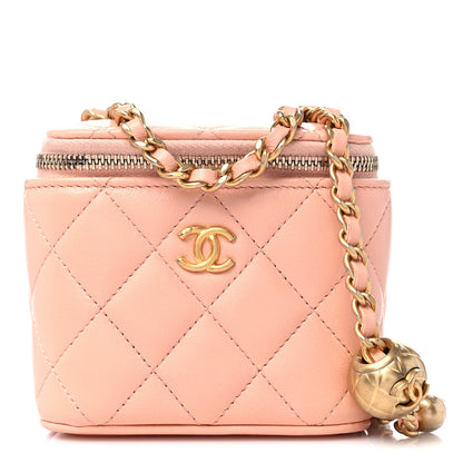 Chanel Lambskin Quilted Pearl Crush Mini Vanity Case With Chain Light Beige 1 of 9