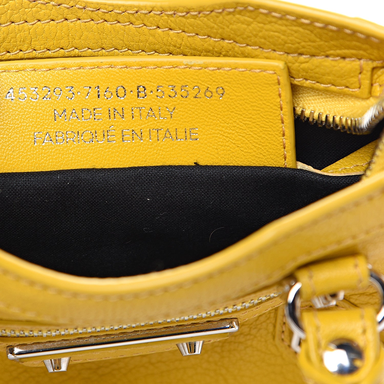Balenciaga Chevre Silver Metallic Edge Hardware Nano City Jaune Epi 6 of 11