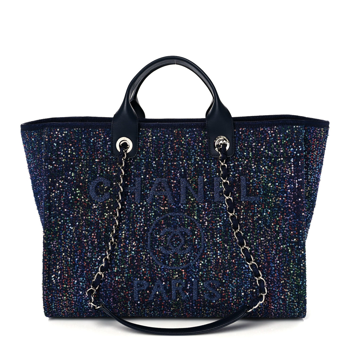 Chanel Calfskin Sequin Medium Deauville Tote Blue Multicolor 1 of 11