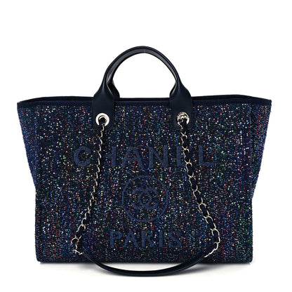 Chanel Calfskin Sequin Medium Deauville Tote Blue Multicolor 1 of 11