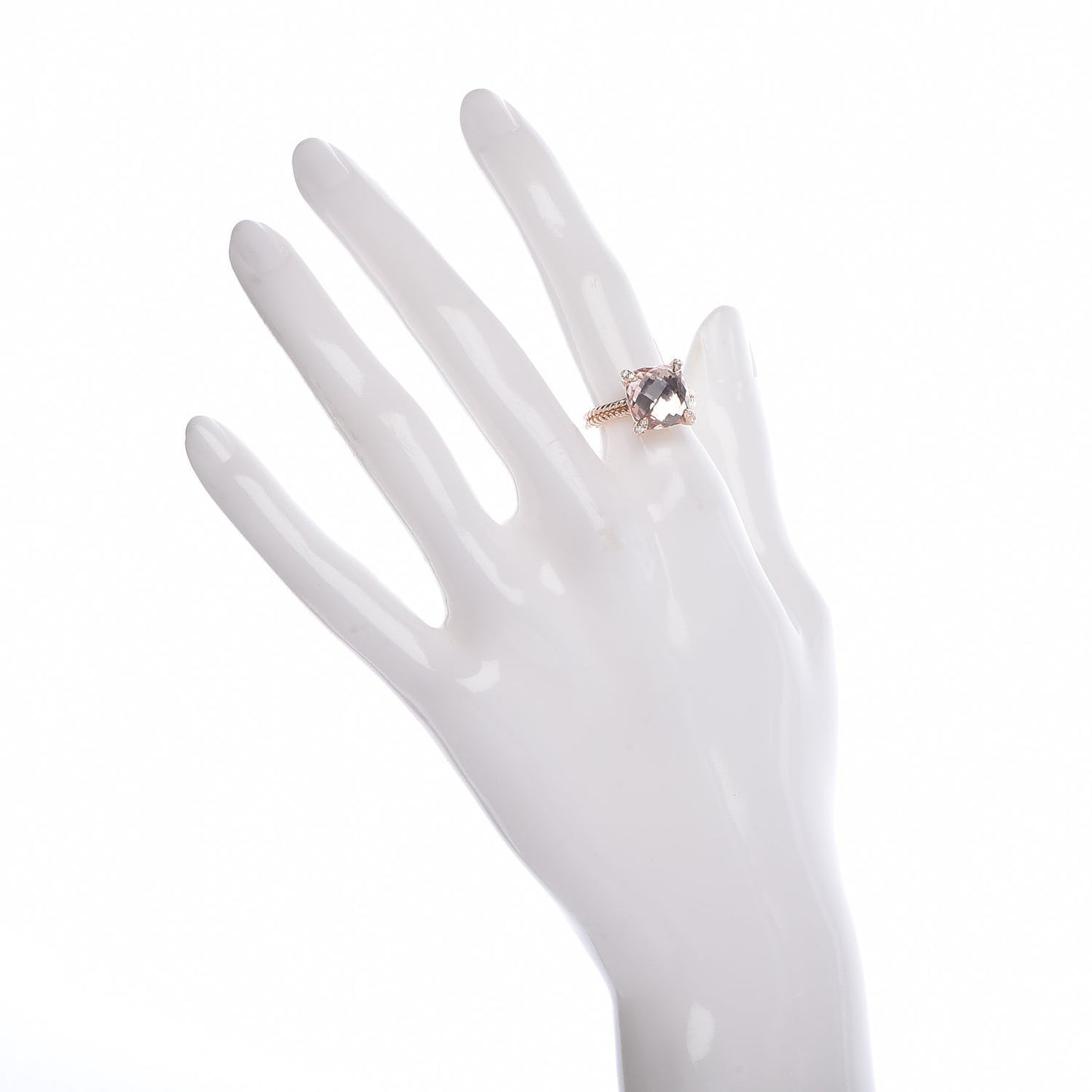 18K Rose Gold Morganite Diamond 11mm Chatelaine Ring 50 5.25