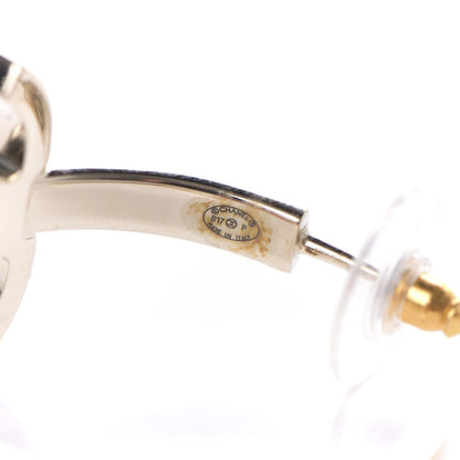 Chanel Metal Textured CC Hoop Earrings Gold 3 of 4