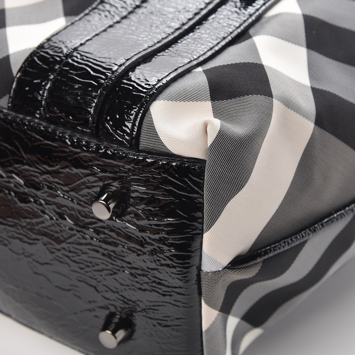 Burberry Patent Trim Smoked Check Tote Black 14 of 14