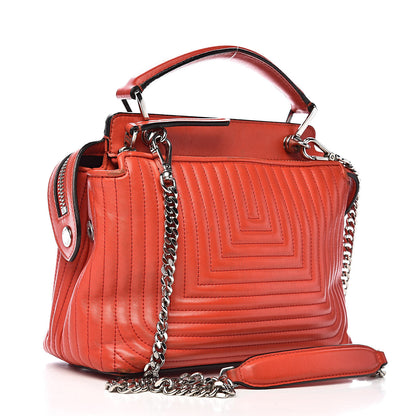Fendi Shiny Nappa Trapuntata Small DotCom Click Top Handle Chain Satchel Papavero 3 of 28