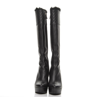 Gucci Microguccissima Shearling High Wedge Boots 36.5 Black 8 of 14