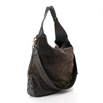 Gucci Calfskin Suede Large New Jackie Web Shoulder Bag Grey 3 of 10
