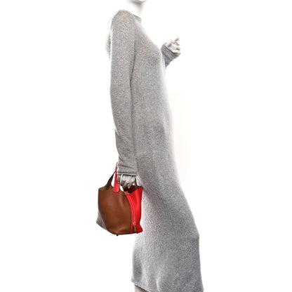 Hermes Taurillon Clemence Picotin Lock Picotin 18 PM Rouge De Coeur Gold 2 of 12