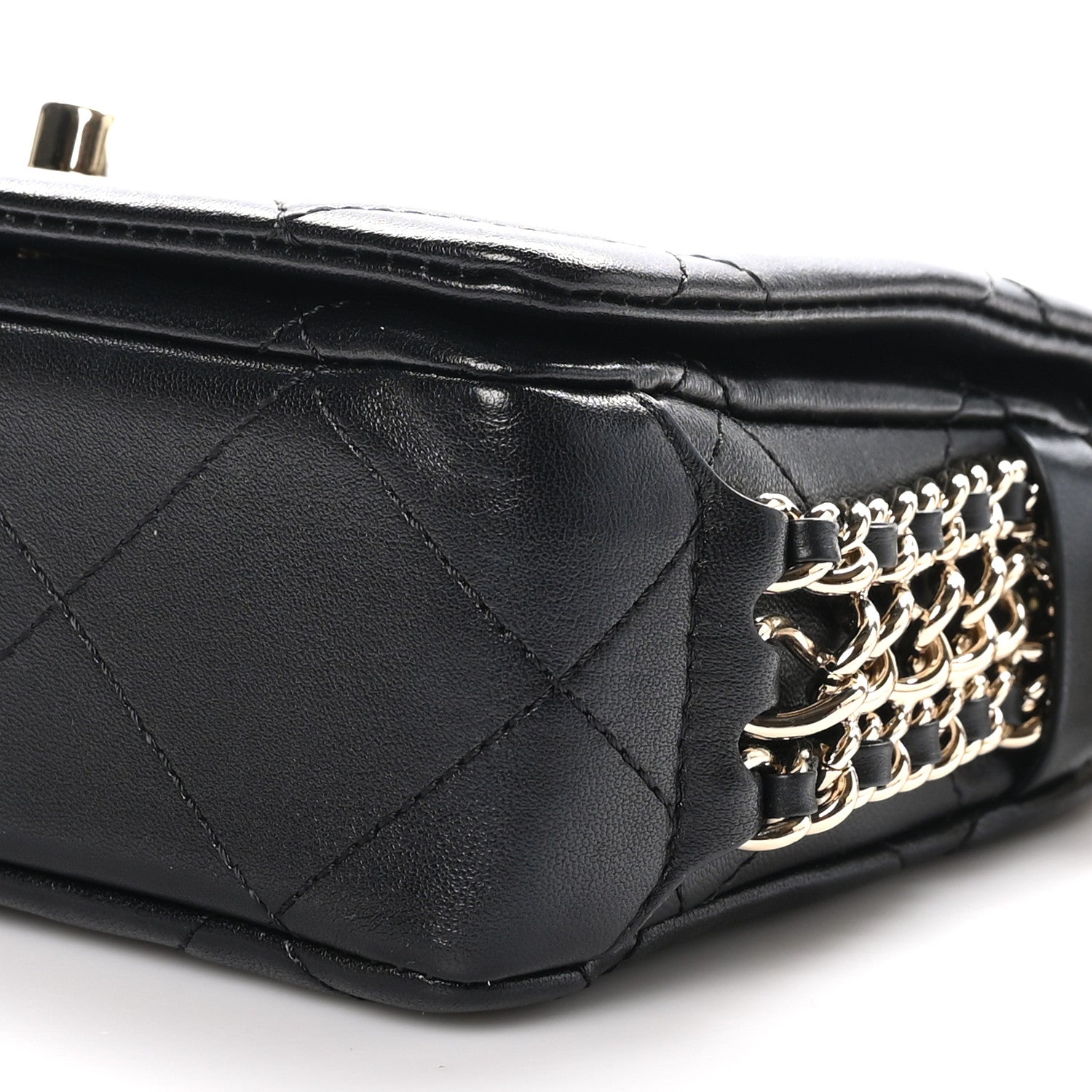 Chanel Lambskin Quilted Mini Chain Rows Flap Black 10 of 11