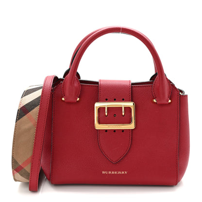 Burberry Soft Grain Calfskin Small Buckle Tote Parade Red 1 of 12