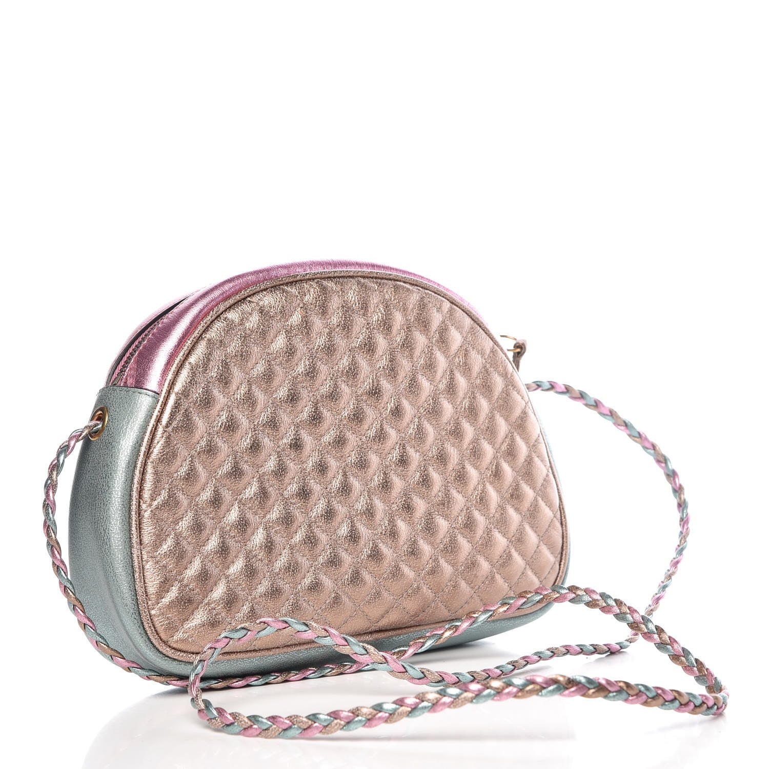 Gucci Laminated Nappa Trapuntata Mini Zumi Dome Shoulder Bag Rosa Lago Rame 3 of 9
