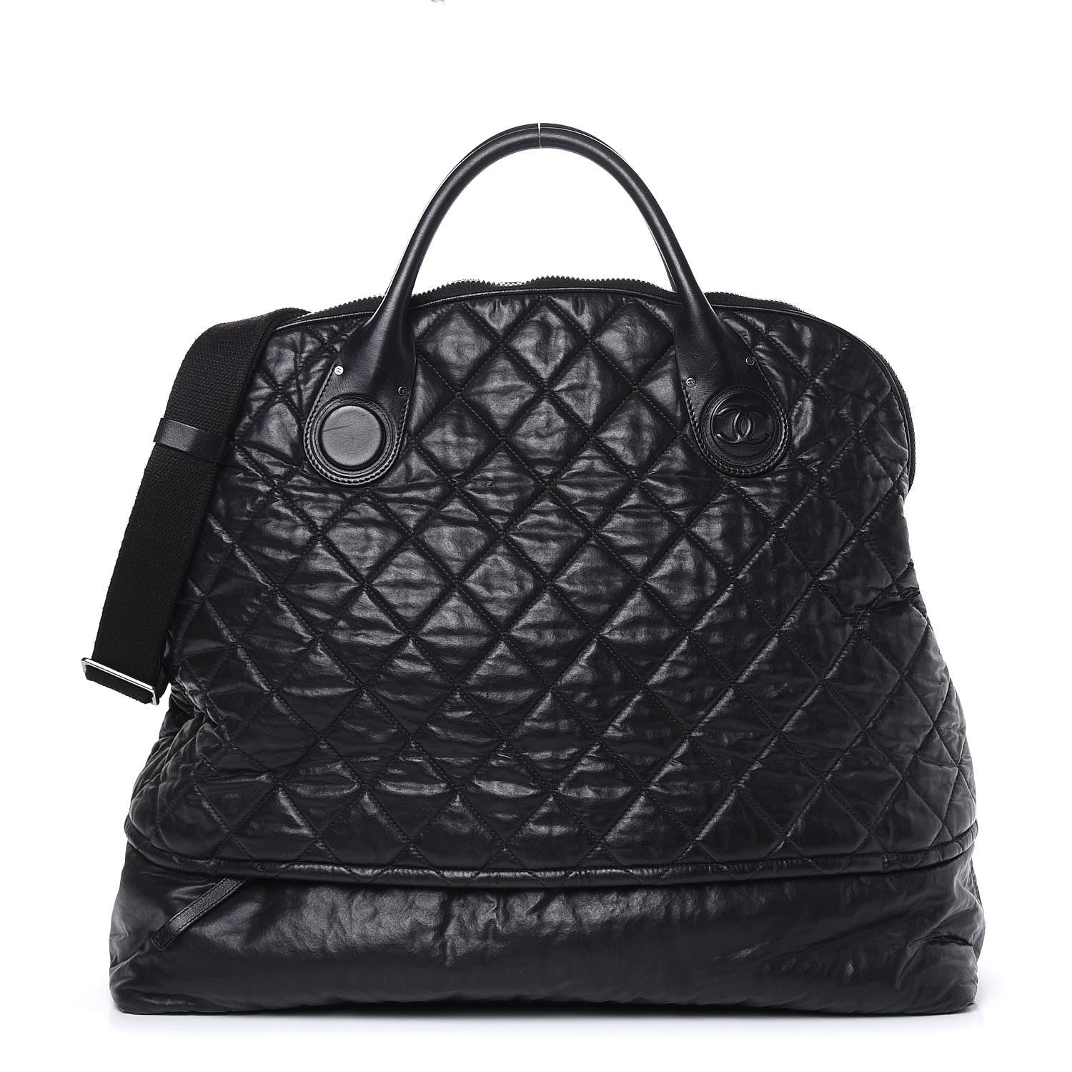 Chanel Coated Canvas Quilted Large Garment Travel Bag Black 1 of 16