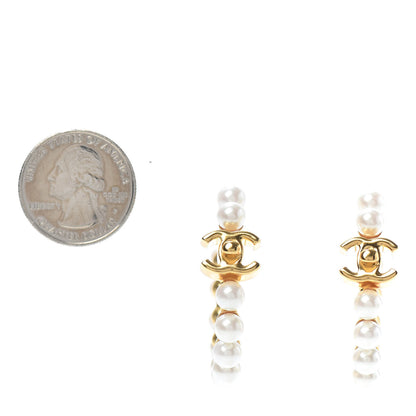 Chanel Pearl CC Small More Is More Hoop Earrings Gold 2 of 4