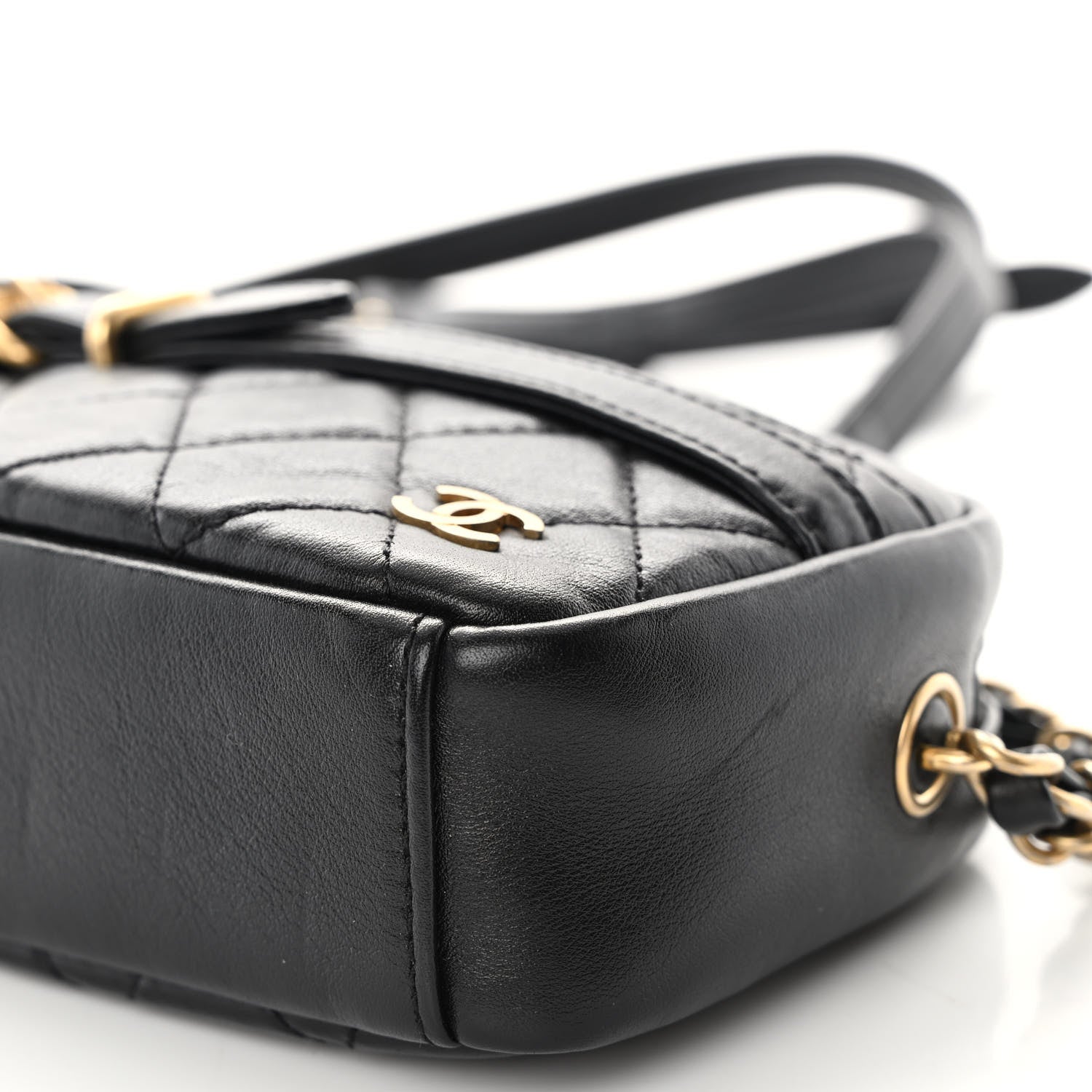 Chanel Lambskin Quilted Small Buckle Camera Case Bag Black 10 of 10