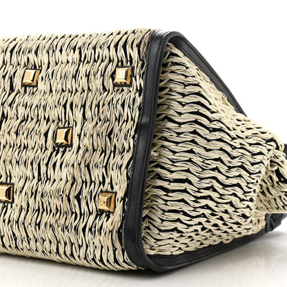 Salvatore Ferragamo Raffia Large Studio Bag Black White 10 of 11