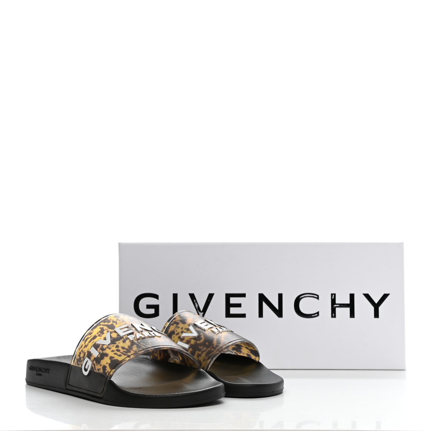Rubber Logo Marble Effect Mens Pool Slide Sandals 42 Black Yellow