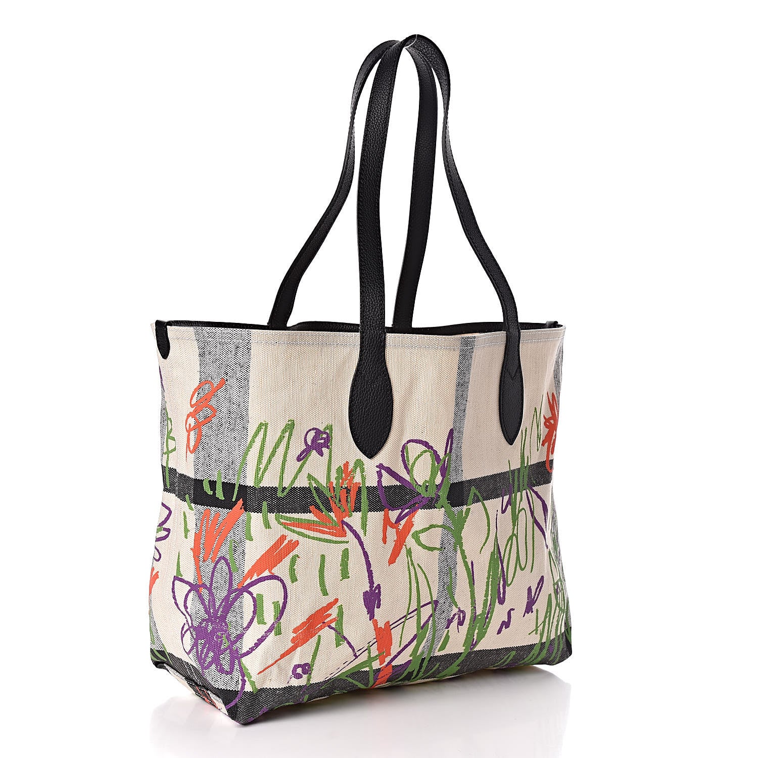 Burberry Coated Canvas Medium Reversible Doodle Tote White Black 4 of 13