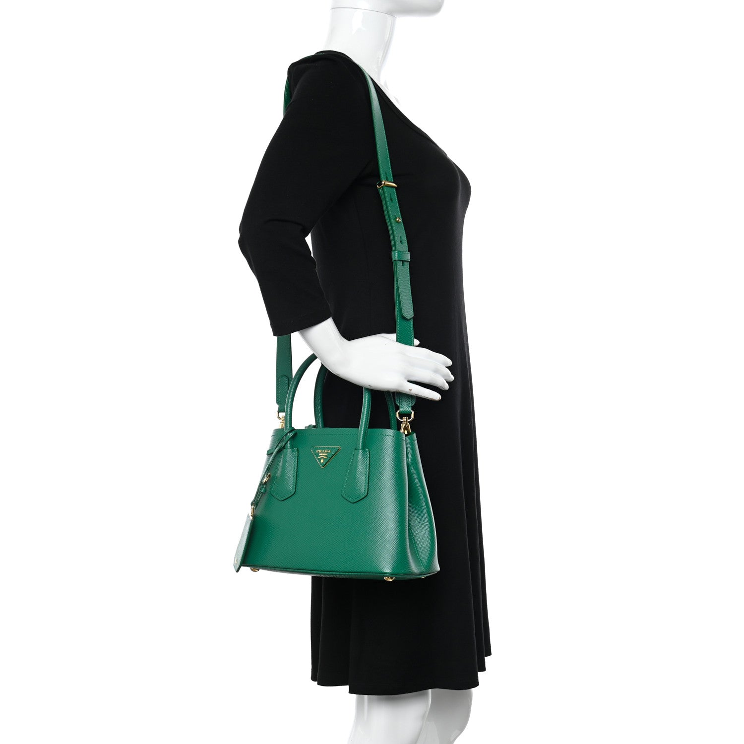 Prada Saffiano Cuir Mini Double Bag Mango 2 of 9