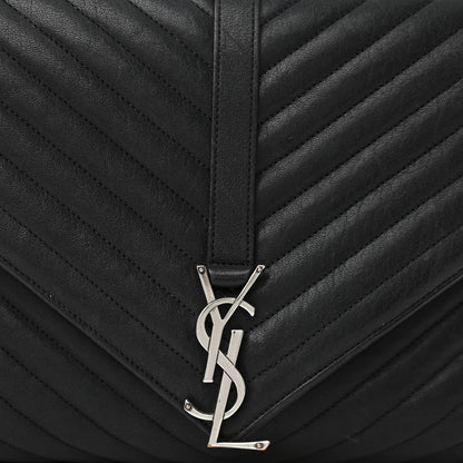 Saint Laurent Sheepskin Matelasse Chevron Monogram Large College Satchel Black 8 of 17