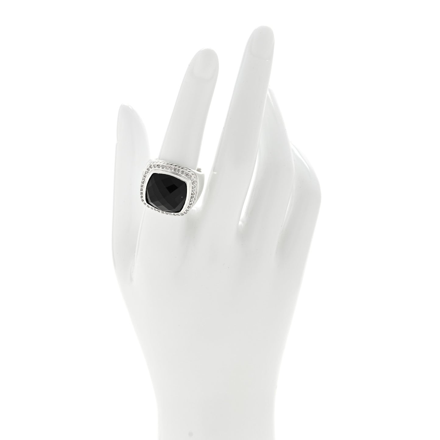 Sterling Silver Diamond Black Onyx 14mm Albion Statement Ring 53 6.5