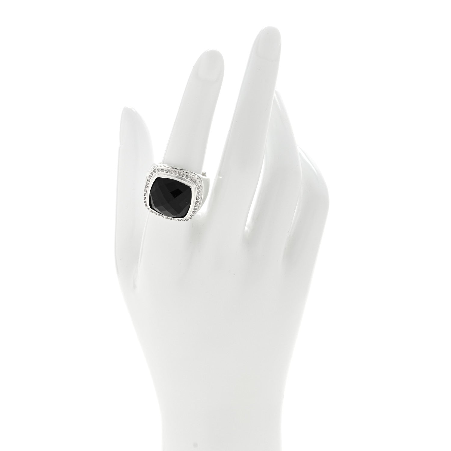 David Yurman Sterling Silver Diamond Black Onyx 14mm Albion Statement Ring 53 6.5 2 of 4