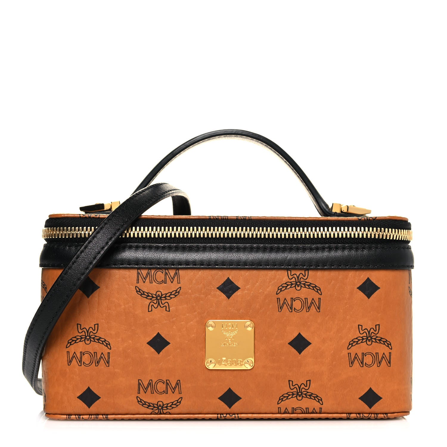 MCM Visetos Vanity Case Cognac Black 1 of 12