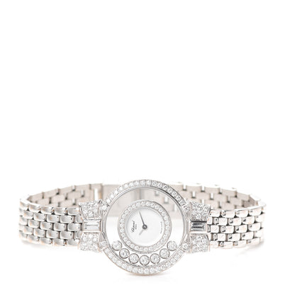 Chopard 18K White Gold Diamond Pave Bezel 24mm Happy Diamonds Icons Bow Tie Quartz Watch 2 of 4