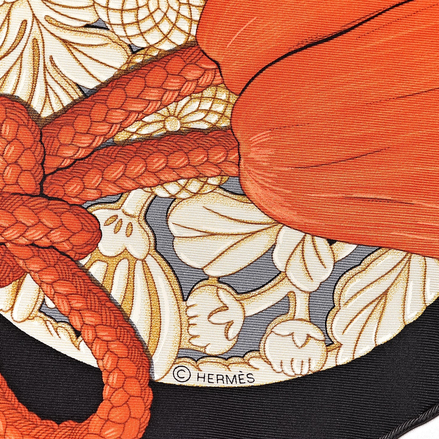 Silk Parures de Samouraïs Scarf 90 Ebene Bleu Orange