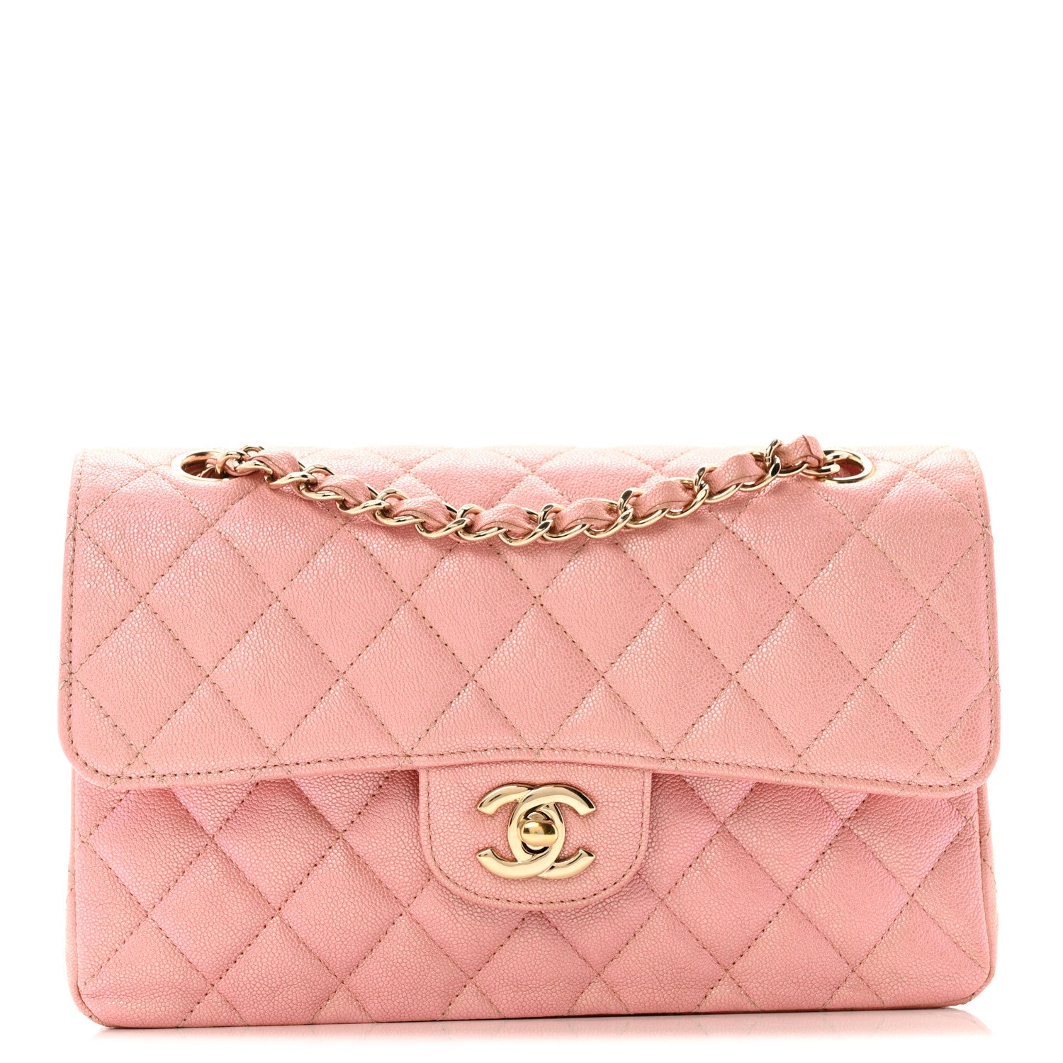 Chanel Iridescent Caviar Quilted Small Double Flap Pink 1 of 12