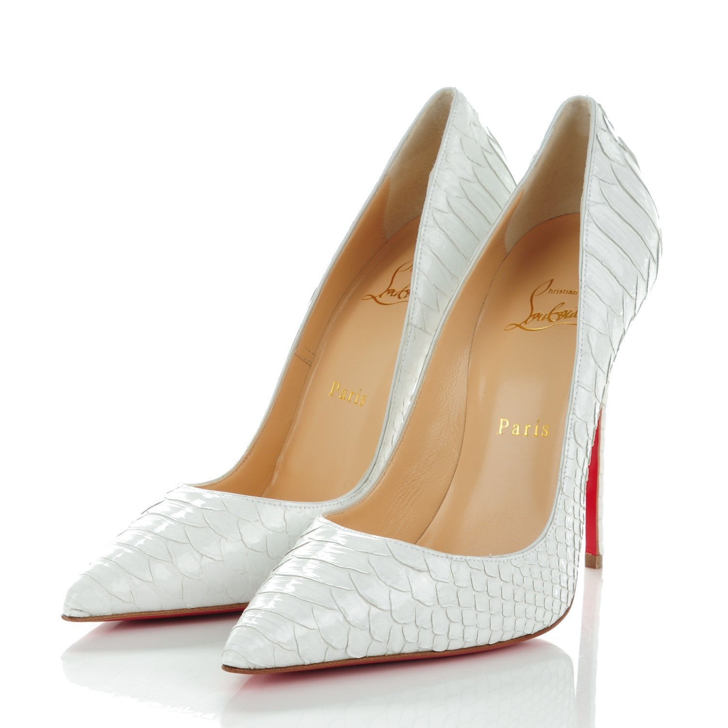 Christian Louboutin Crystal Python So Kate 120 Pumps 38.5 White 3 of 8