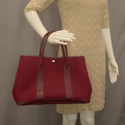 Hermes Toile Leather Garden Party PM Rouge Imperial 2 of 8
