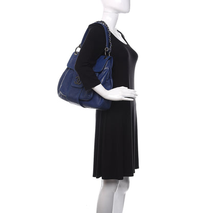 Chanel Glazed Caviar Coco Rider Flap Hobo Navy Blue 2 of 10
