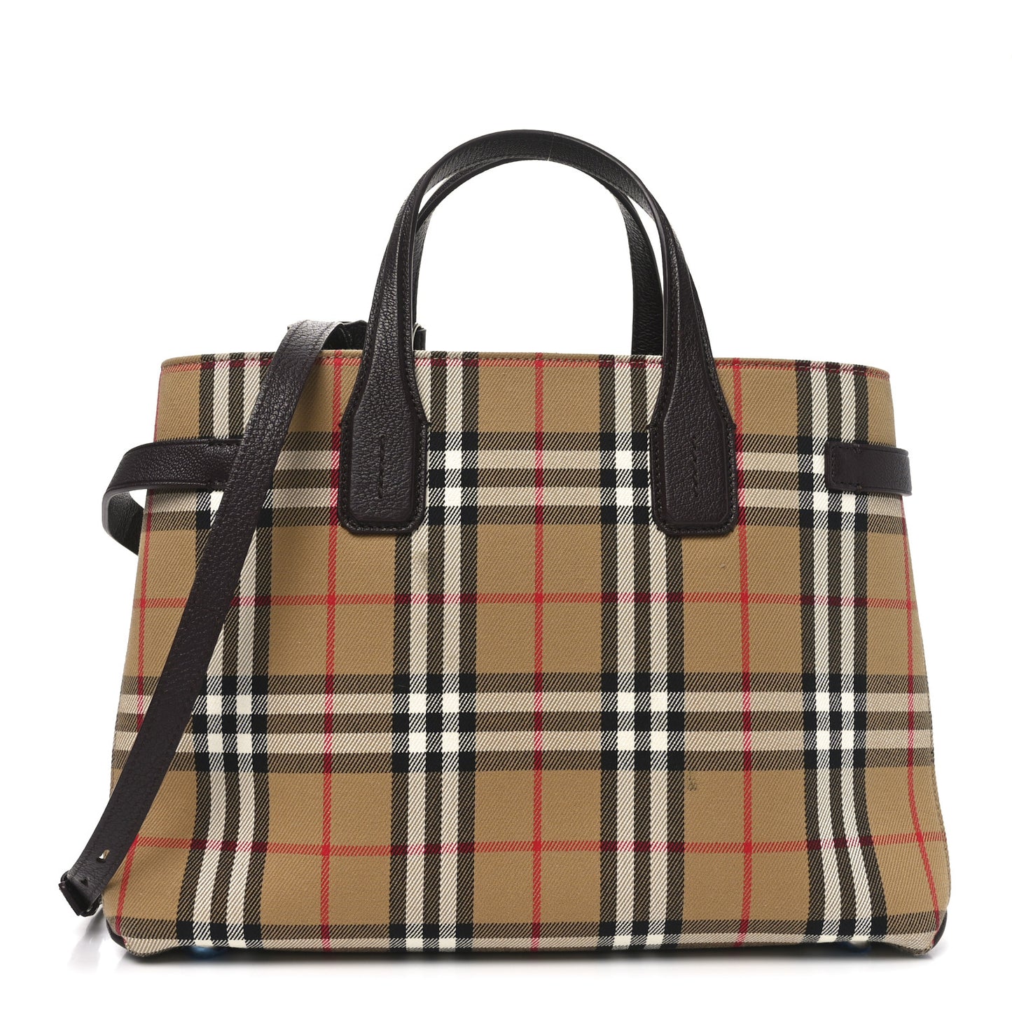 Goatskin Vintage Check Medium Banner Tote Deep Claret