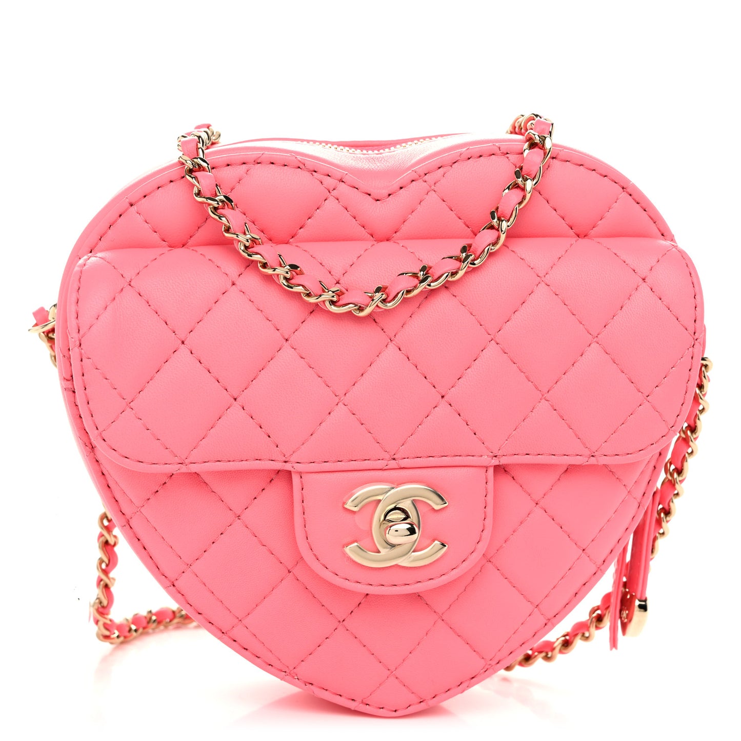 Lambskin Quilted CC In Love Heart Bag Pink