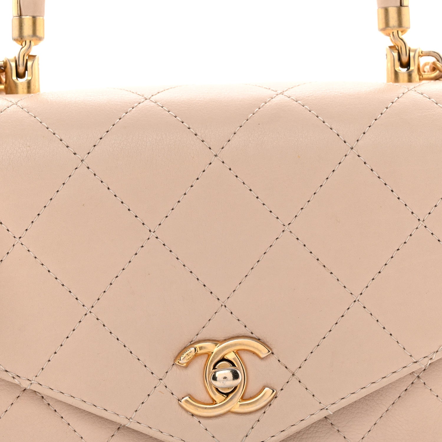 Chanel Lambskin Quilted Small Trendy Spirit Top Handle Bag Beige 8 of 12