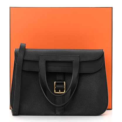 Hermes Taurillon Clemence Halzan 31 GM Black 14 of 14