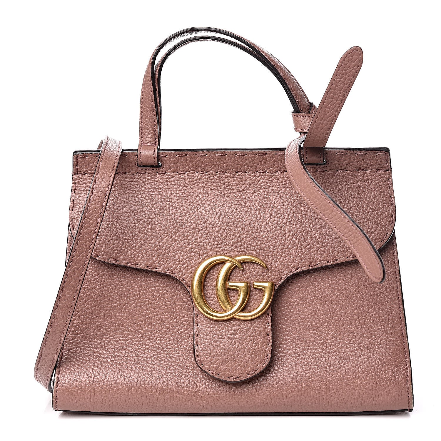 Gucci Calfskin Mini GG Marmont Top Handle Bag Rosy Phard 1 of 12