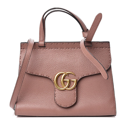 Gucci Calfskin Mini GG Marmont Top Handle Bag Rosy Phard 1 of 12