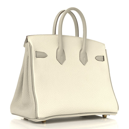 Hermes Togo Horseshoe Birkin 25 Craie Gris Tourterelle 3 of 13