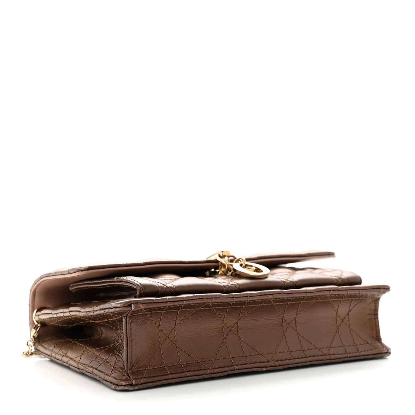 Iridescent Lambskin Gradient Chain Lady Dior Chain Pouch Metallic Pink