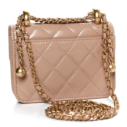 Chanel Calfskin Quilted Perfect Fit Coin Purse With Chain Beige 3 of 12
