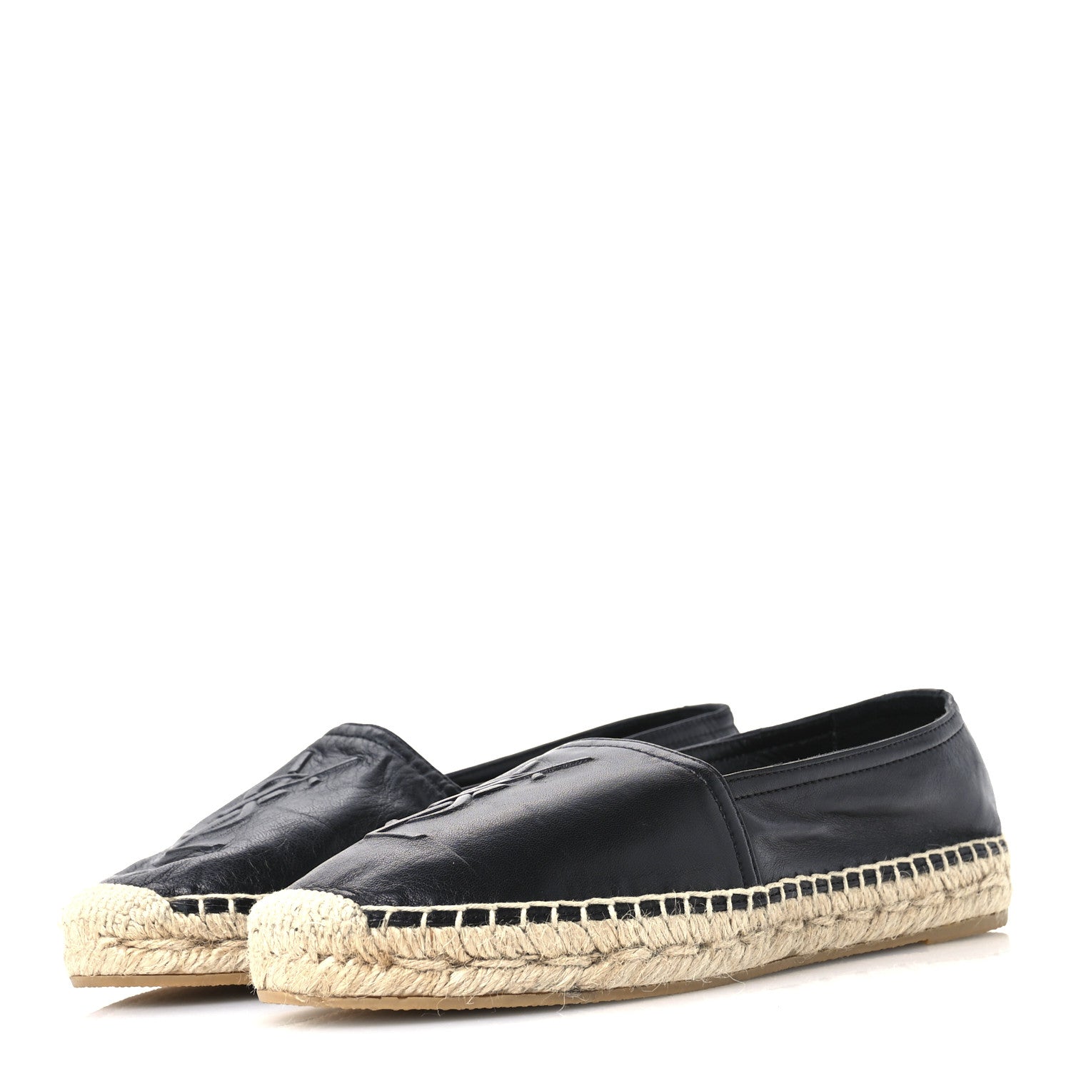 Saint Laurent Lambskin Monogram Espadrilles 36.5 Black 4 of 8