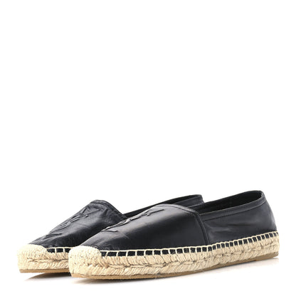 Saint Laurent Lambskin Monogram Espadrilles 36.5 Black 4 of 8